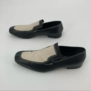 Gucci | Shoes | Gucci Mens Black Leather White Linen Loafer 